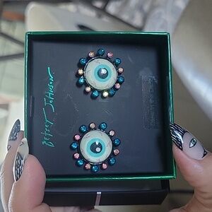Betsey Johnson Glow in the Dark Eyeball Stud Earrings,NIB